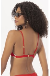 Top Triângulo Fixo Canelado Geo Vermelho