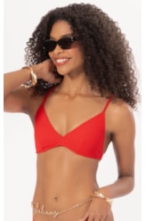 Top Triângulo Fixo Canelado Geo Vermelho