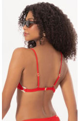 Top Triângulo Fixo Canelado Geo Vermelho