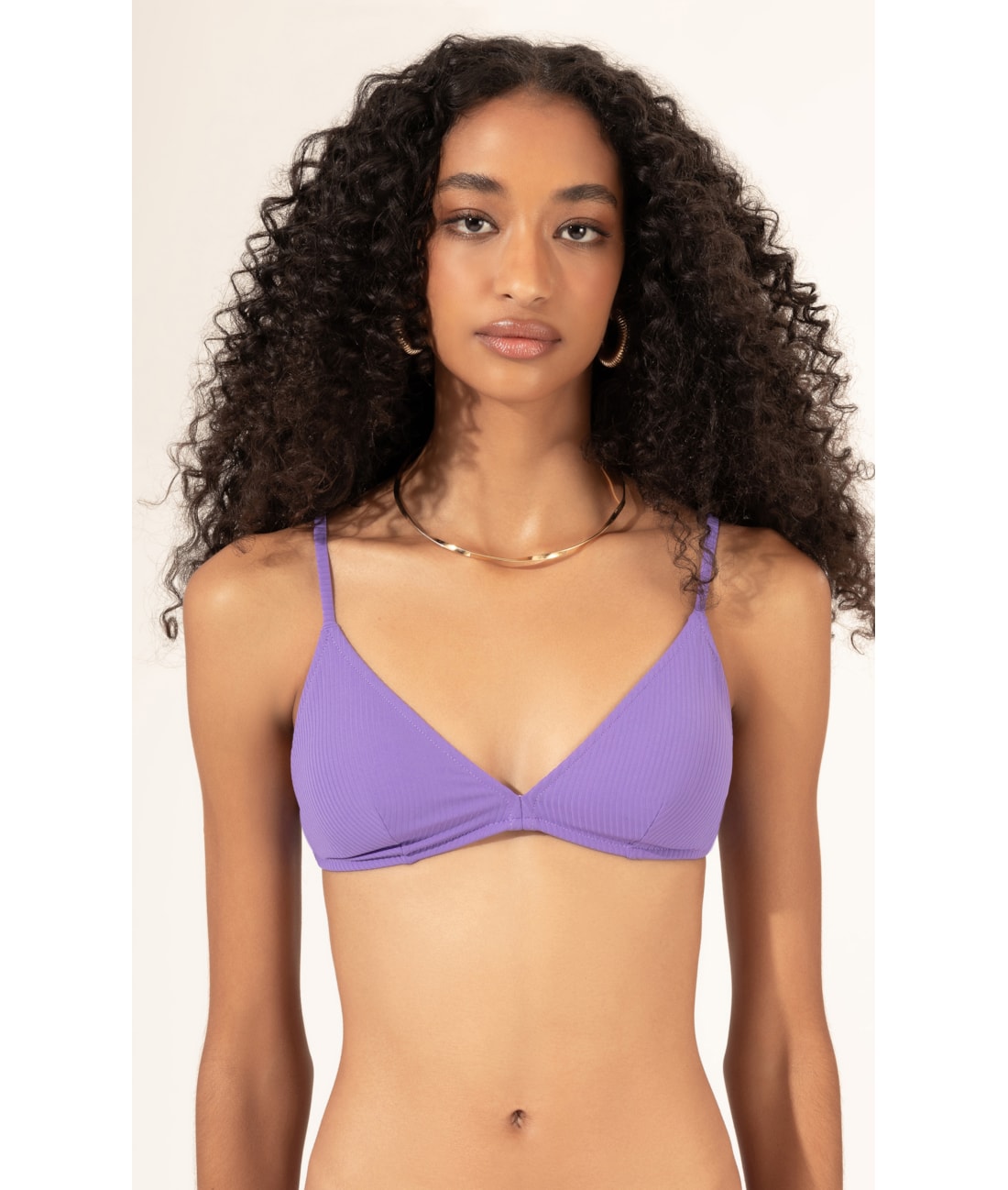 Top Triângulo Fixo Canelado Geo Violeta