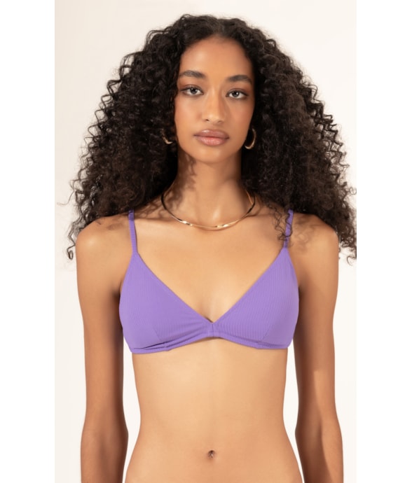 Top Triângulo Fixo Canelado Geo Violeta