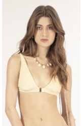Top Triãngulo Fixo Crepe Shine Amarelo Manteiga