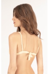 Top Triângulo Fixo Crepe Shine Amarelo Manteiga