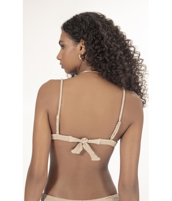 Top Triângulo Fixo Crepe Shine Marrom
