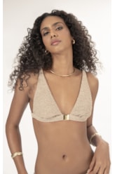 Top Triângulo Fixo Crepe Shine Marrom