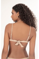 Top Triângulo Fixo Crepe Shine Marrom