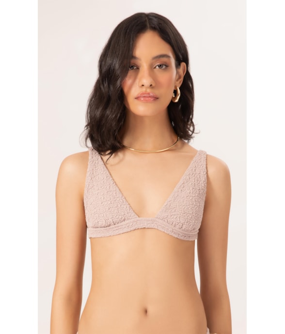 Top Triângulo Fixo Crepe Shine Rosê