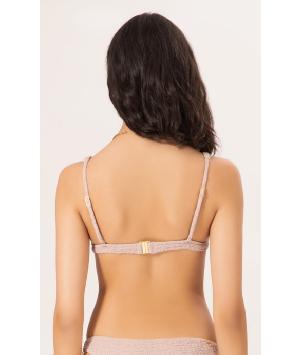Top Triângulo Fixo Crepe Shine Rosê