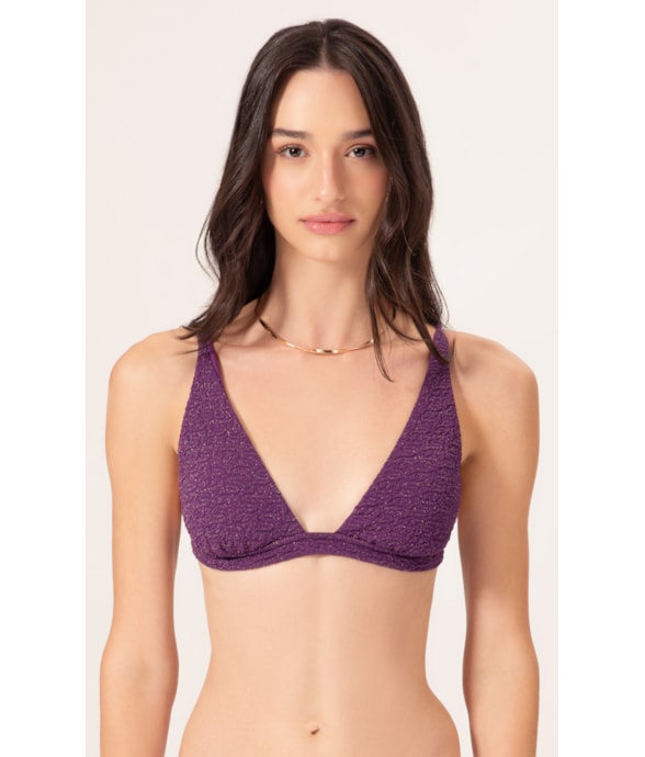 Top Triângulo Fixo Crepe Shine Roxo
