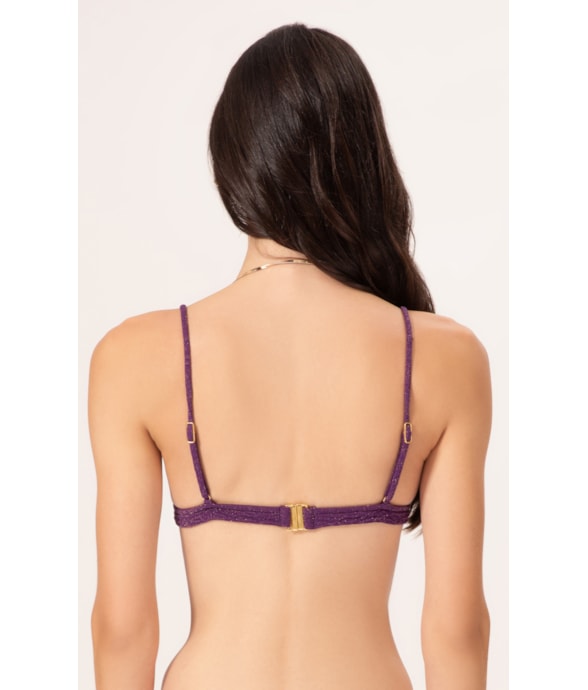 Top Triângulo Fixo Crepe Shine Roxo