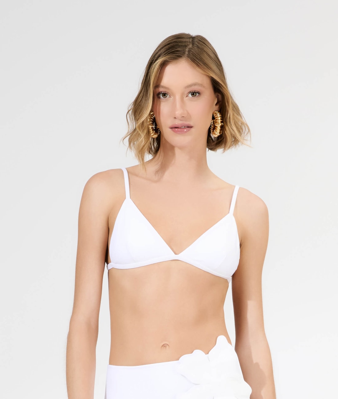 Top Triângulo Fixo Liso Blossom Branco
