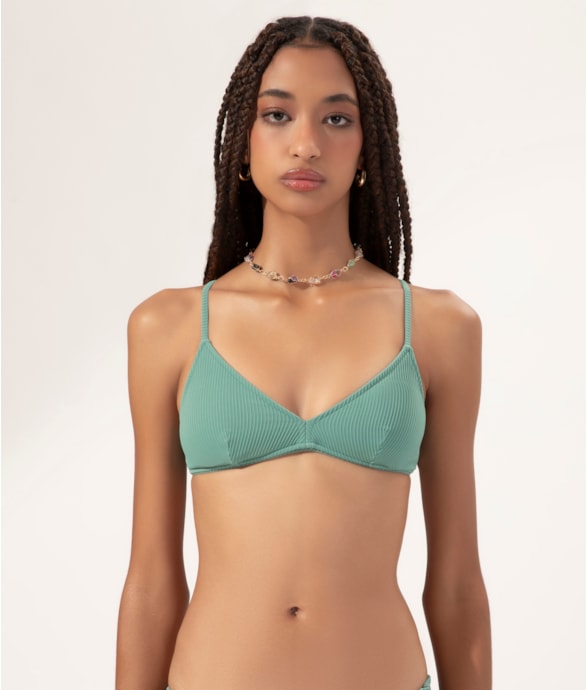 Top Triângulo Fixo Madras Verde Oliva