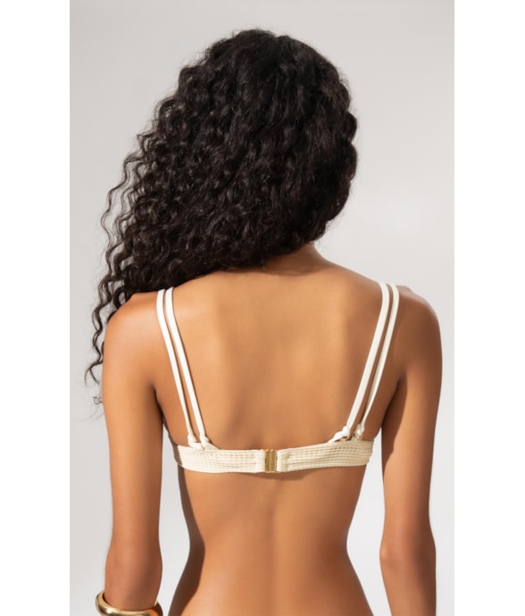 Top Triângulo Fixo Metallic Plait Natural