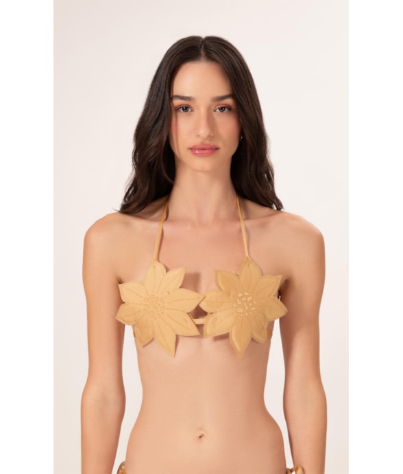 Top Triângulo Fleur Areia