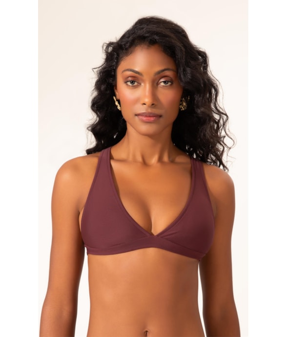 Top Triângulo Largo Sporty Bordeaux