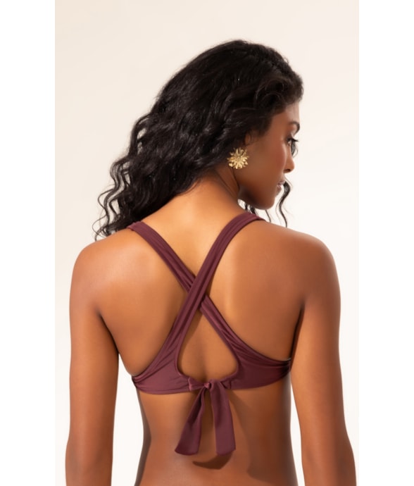 Top Triângulo Largo Sporty Bordeaux
