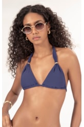 Top Triângulo Lenco Crepe Ocean Marinho