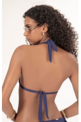 Top Triângulo Lenco Crepe Ocean Marinho