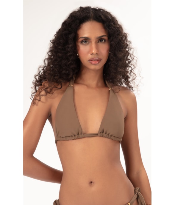 Top Triângulo Lenco Crepe Ocean Tabaco