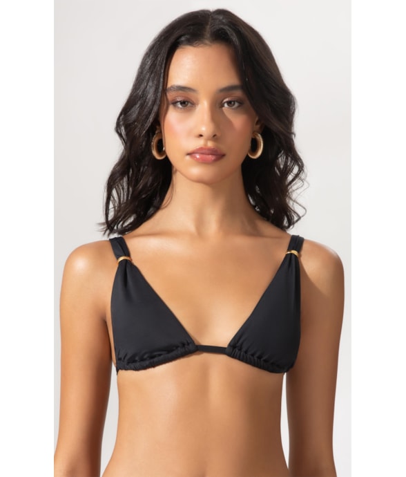 Top Triângulo Lenço Draping Preto