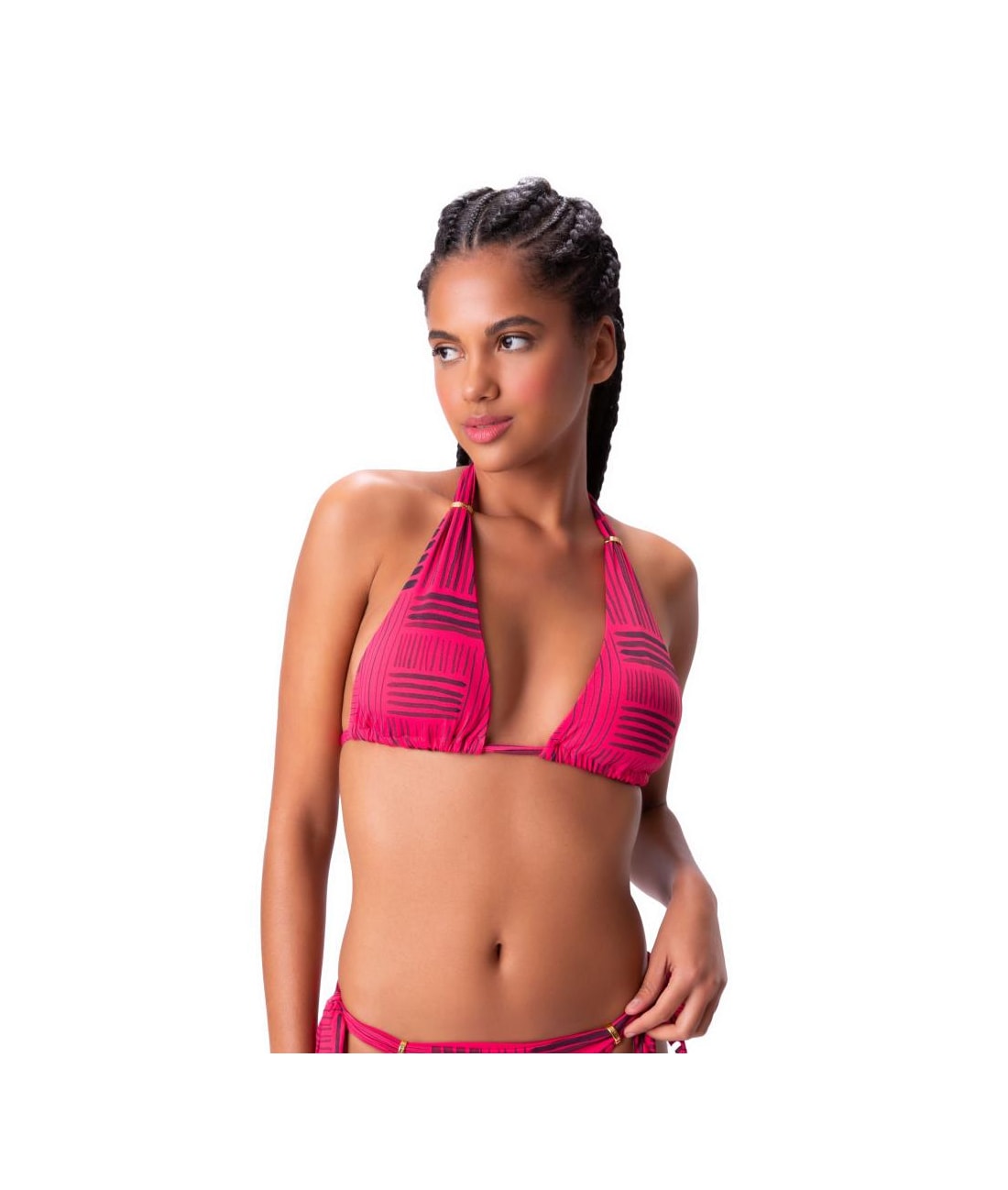 Top Triângulo Lenço Rayas Pink