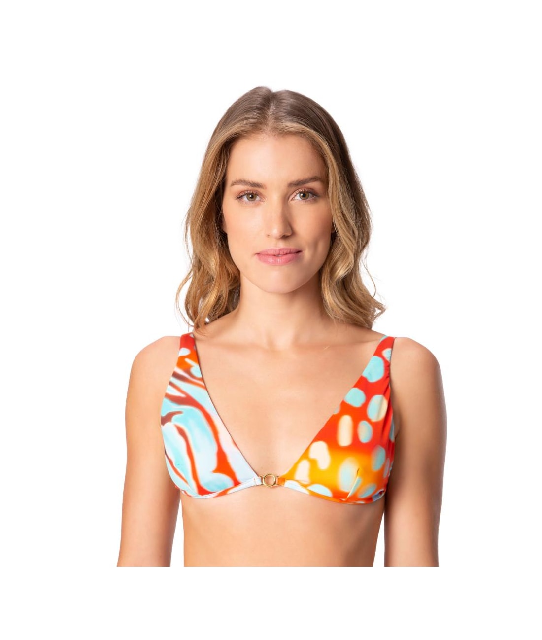 Top Triângulo Longo Acqua Vermelho