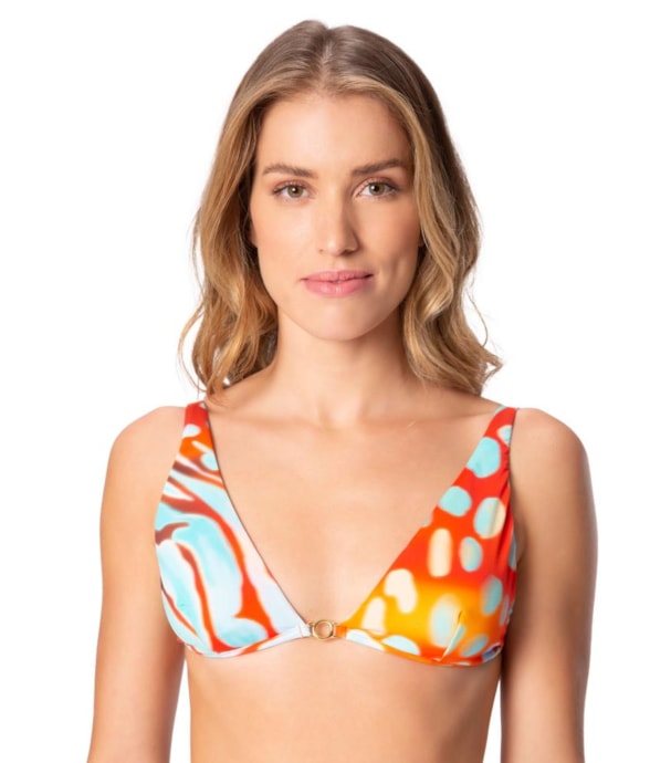 Top Triângulo Longo Acqua Vermelho