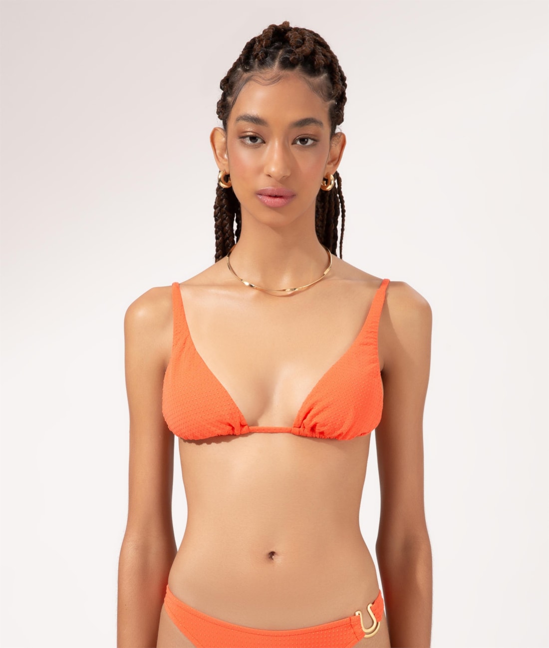 Top Triângulo Longo Dots Laranja