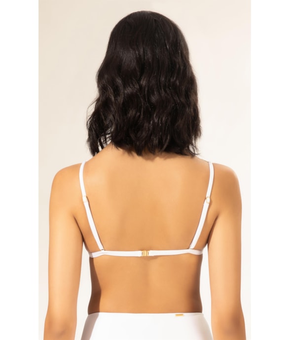 Top Triângulo Longo Guipure Branco