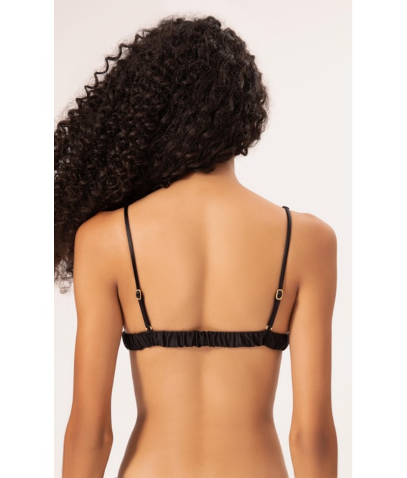 Top Triângulo Longo Satin Skin Preto