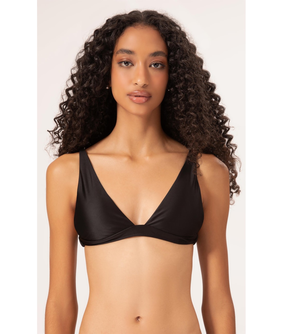 Top Triângulo Longo Satin Skin Preto
