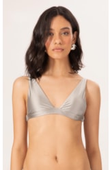 Top Triângulo Longo Satin Skin Silver Gray