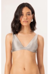 Top Triângulo Longo Satin Skin Silver Gray