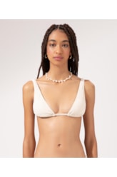 Top Triângulo Longo Viés Madras Off White