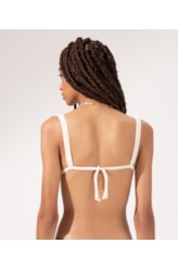 Top Triângulo Longo Viés Madras Off White