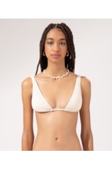 Top Triângulo Longo Viés Madras Off White