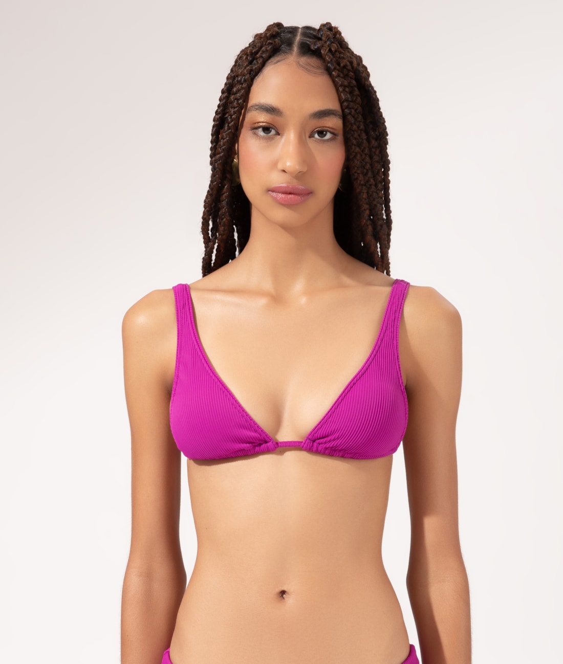 Top Triângulo Longo Viés Madras Violeta