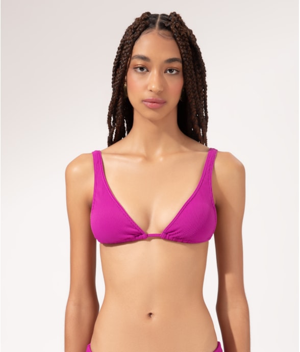 Top Triângulo Longo Viés Madras Violeta