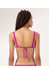 Top Triângulo Longo Viés Madras Violeta