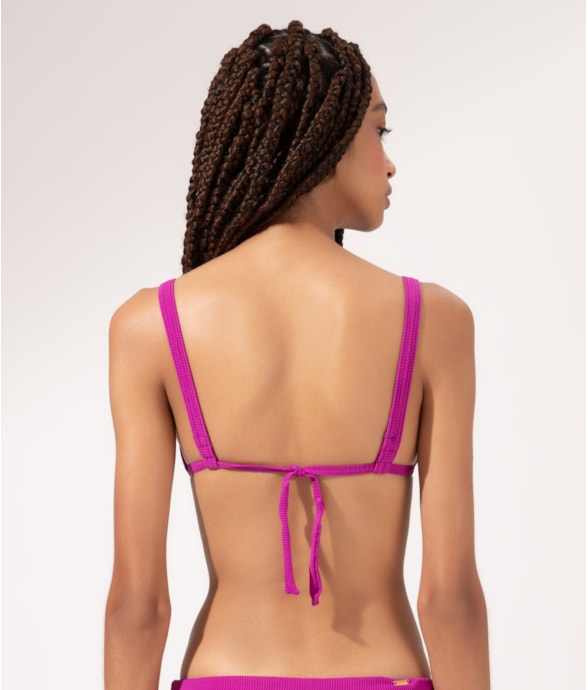 Top Triângulo Longo Viés Madras Violeta