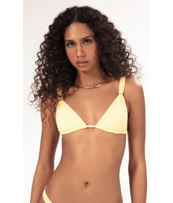 Top Triângulo Passador Fluid Amarelo Manteiga