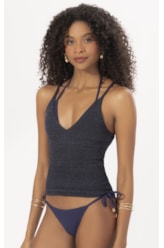 Top Tricot Canelado Mescla Dark Navy