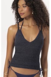 Top Tricot Canelado Mescla Dark Navy