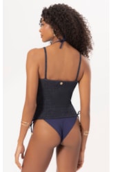 Top Tricot Canelado Mescla Dark Navy