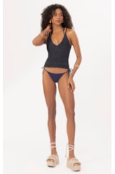 Top Tricot Canelado Mescla Dark Navy