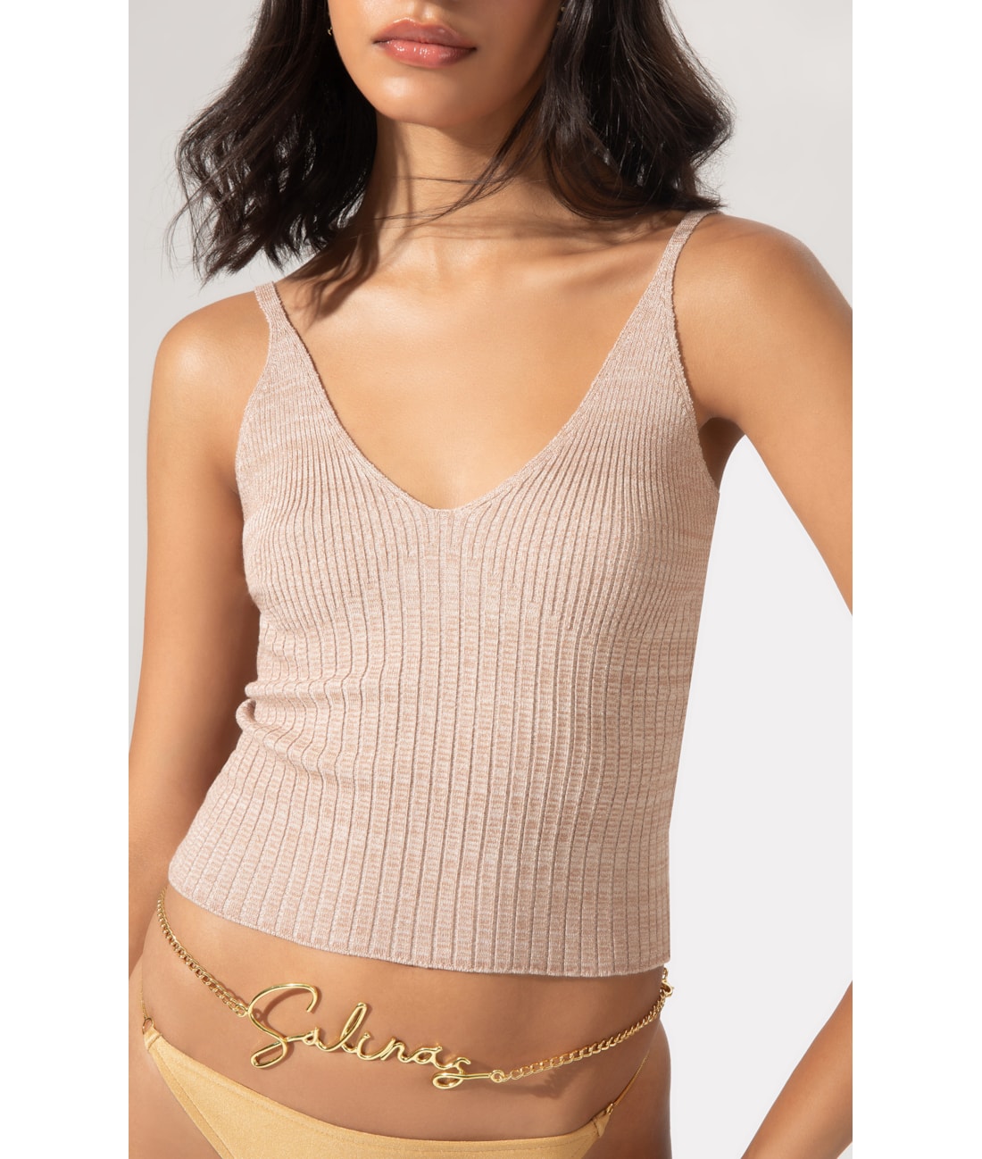 Top Tricot Canelado Mescla Natural