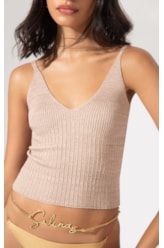 Top Tricot Canelado Mescla Natural
