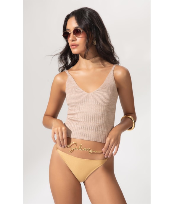 Top Tricot Canelado Mescla Natural