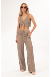 Top Tricot Lurex Rendado Ouro