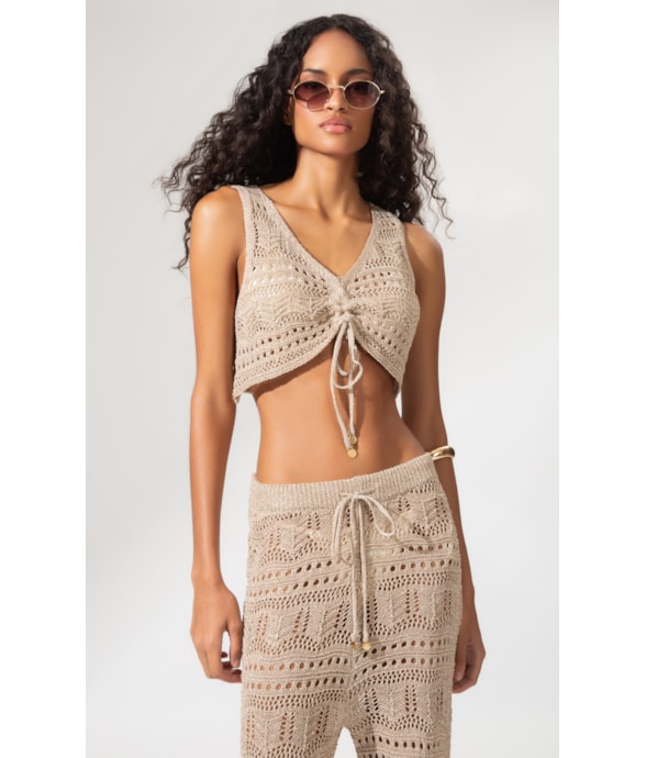 Top Tricot Wishes Dourado